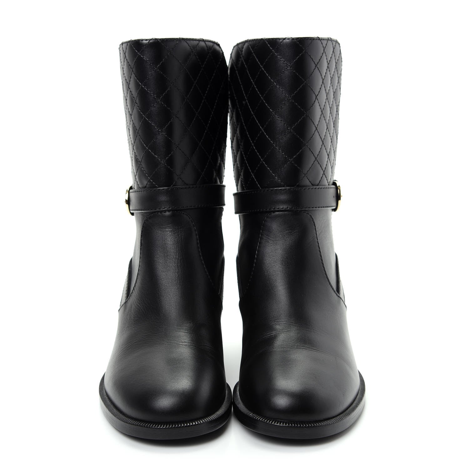 Chanel Calfskin Quilted CC Boots 36.5 Black 2 of 10