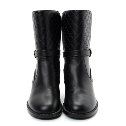 Chanel Calfskin Quilted CC Boots 36.5 Black 2 of 10