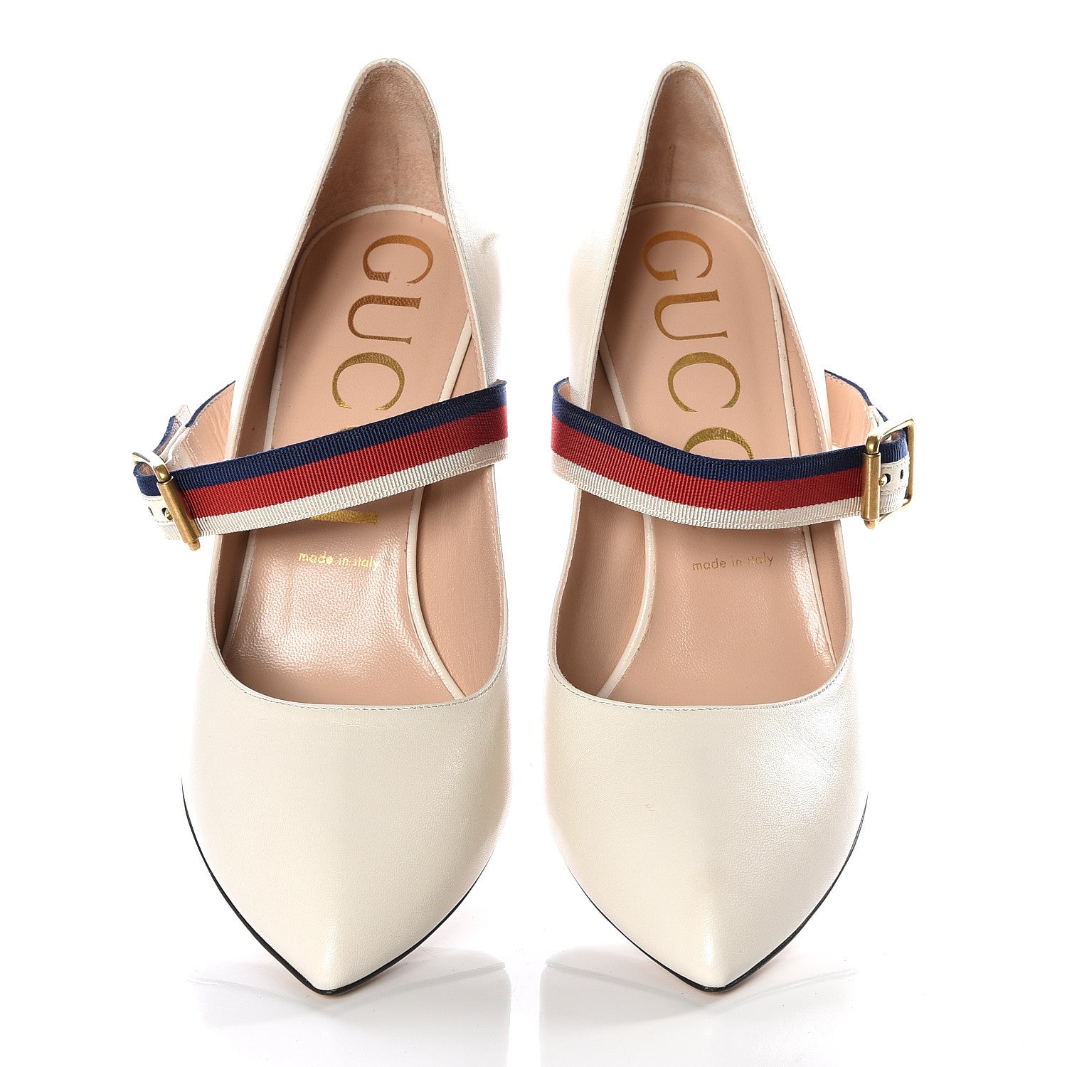 Gucci Malaga Kid Sylvie Mid Heel Pumps 40 Mystic White 4 of 11