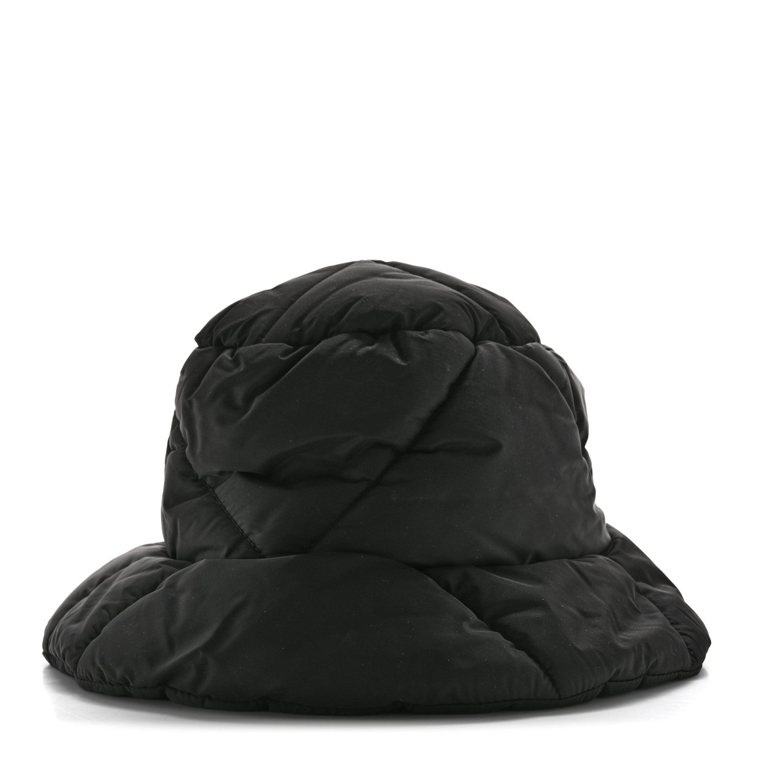 Prada Nylon Triangle Quilted Padded Bucket Hat M Black 1738625