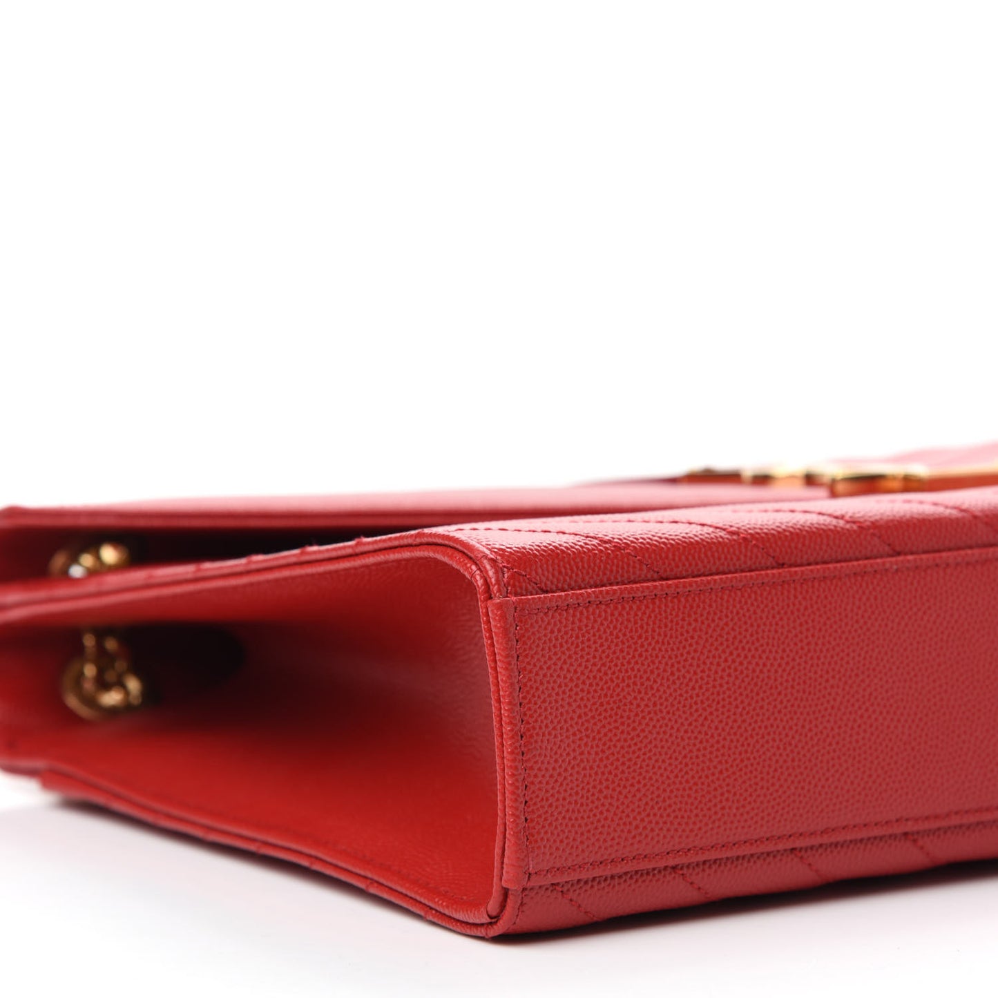 Grain De Poudre Matelasse Chevron Large Monogram Satchel Lipstick Red