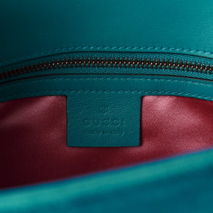 Gucci Velvet Matelasse Small GG Marmont Shoulder Bag Pavone Cyan 8 of 10