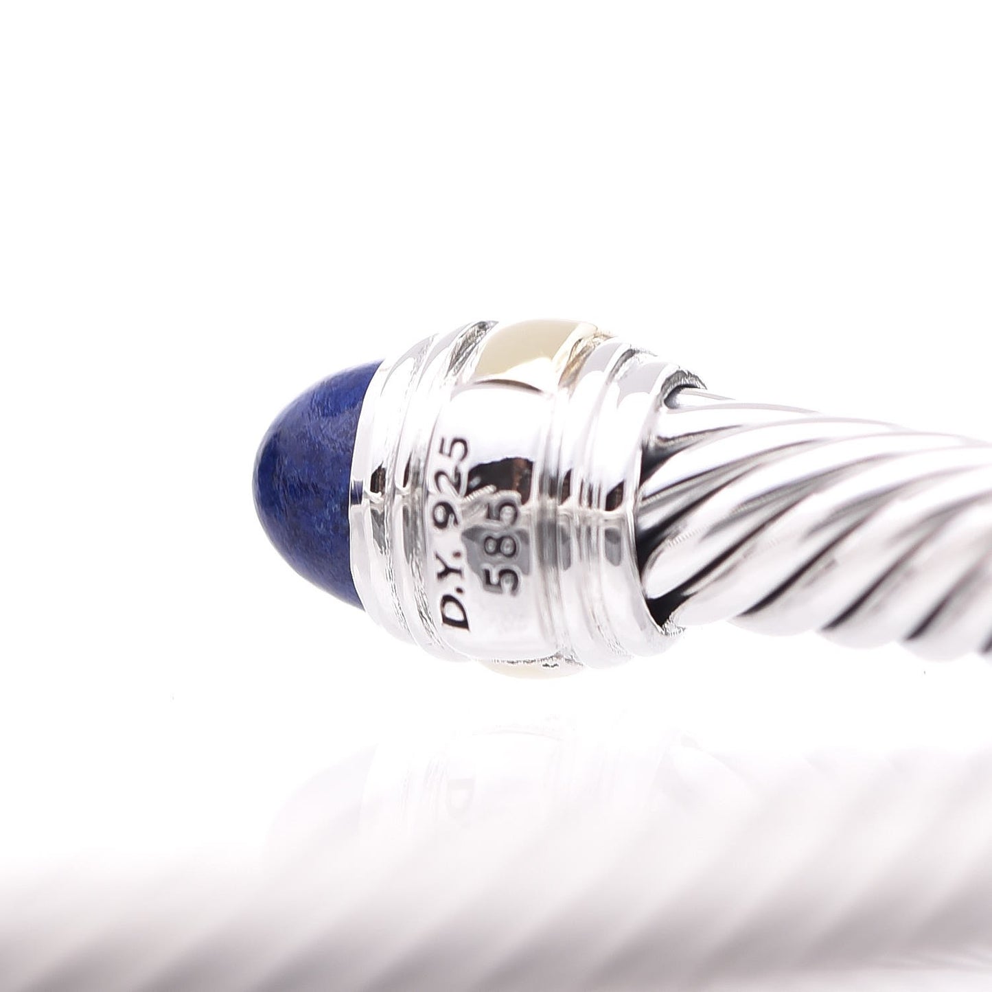 Sterling Silver 14K Yellow Gold Lapis Lazuli 5mm Cable Classics Bracelet