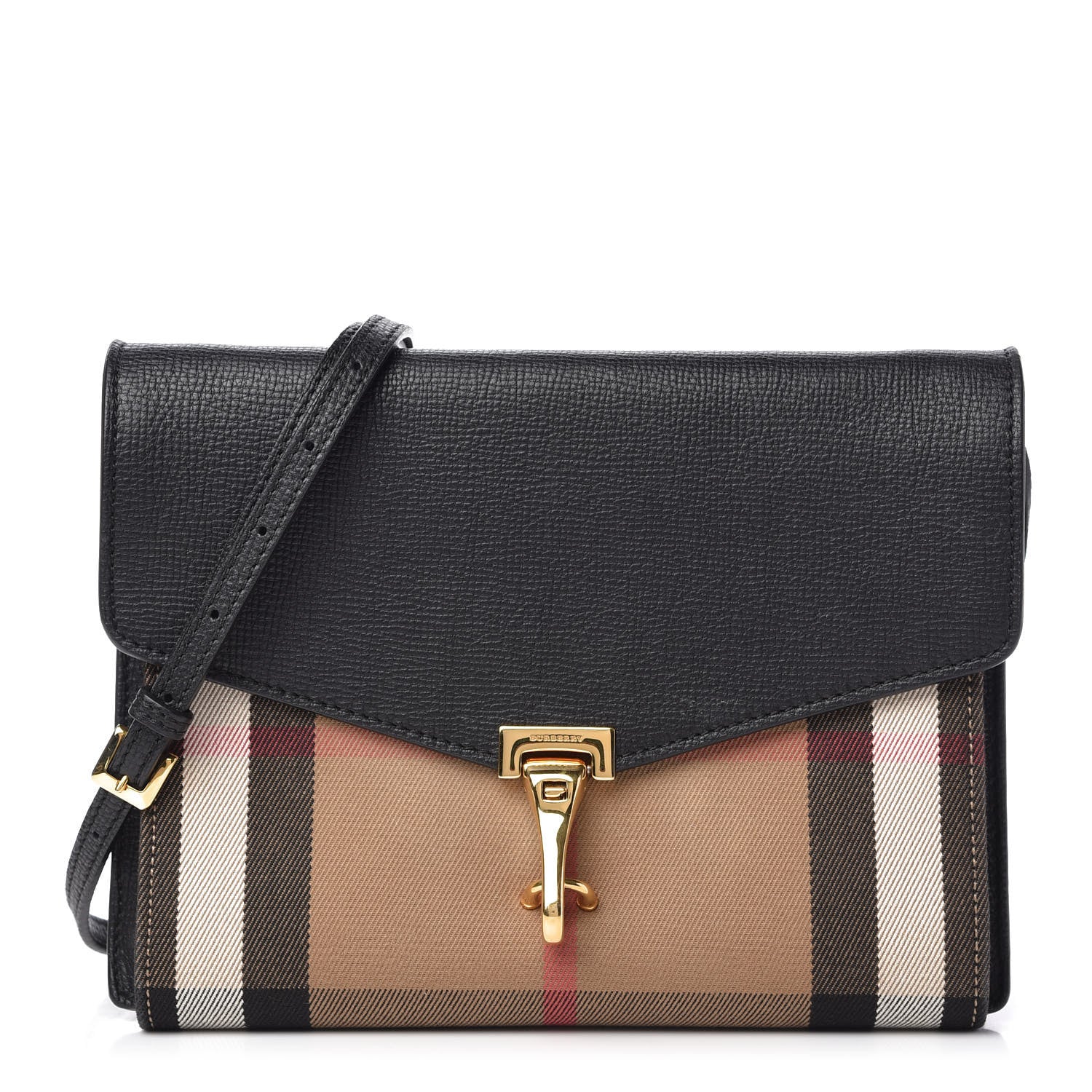Burberry Derby Calfskin House Check Small Macken Crossbody Bag Black 1 of 11