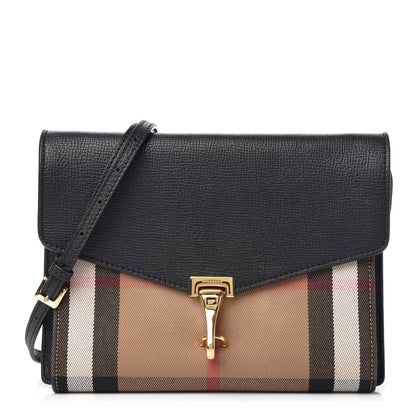 Burberry Derby Calfskin House Check Small Macken Crossbody Bag Black 1 of 11