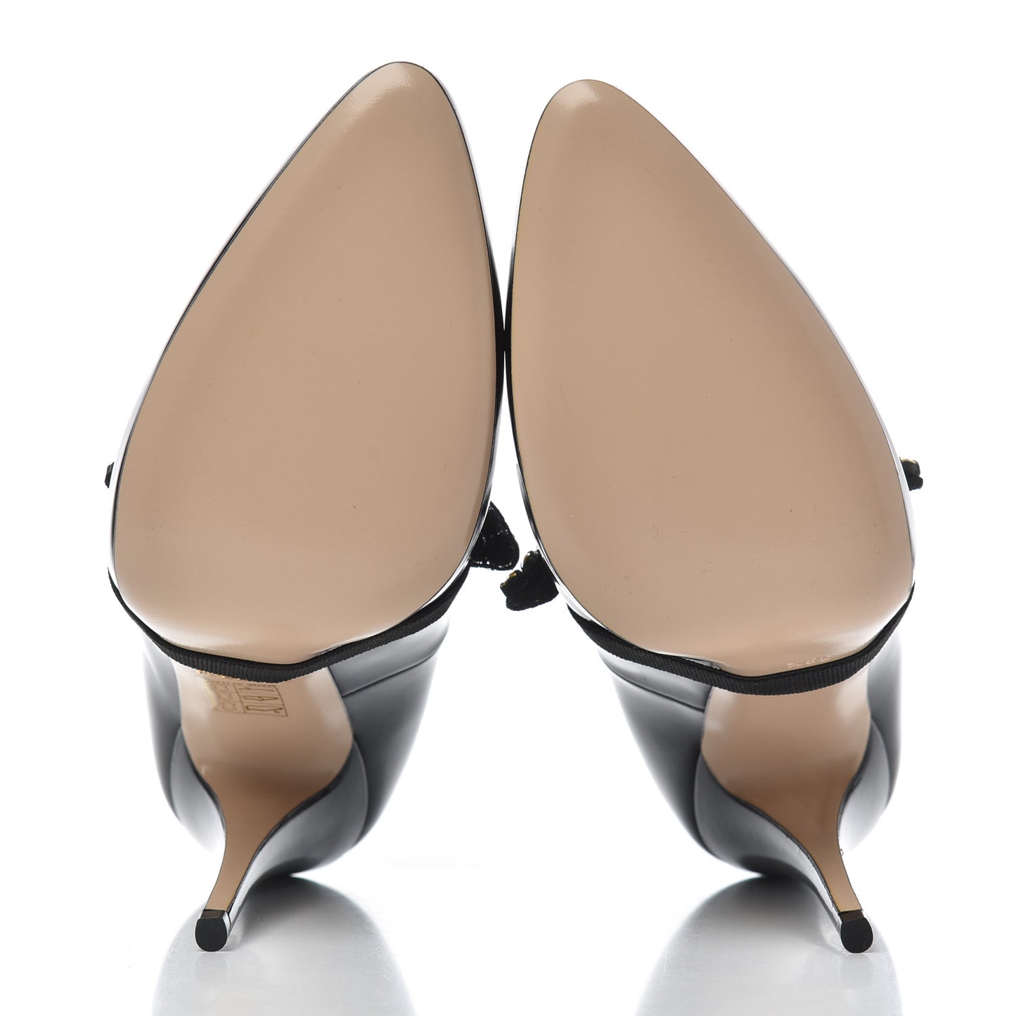 Polished Calfskin Removable Bee Elaisa Platform High Heel Pumps 38.5 Black