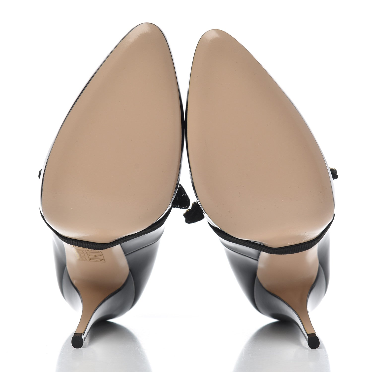 Gucci Polished Calfskin Removable Bee Elaisa Platform High Heel Pumps 38.5 Black 5 of 16