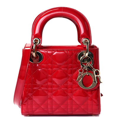 Christian Dior Patent Cannage Mini Lady Dior Red 1 of 7