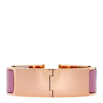 Hermes Enamel Wide Clic Clac H Bracelet GM Rose Velours 3 of 4