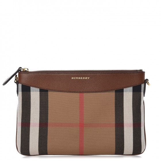 Burberry House Check Derby Peyton Crossbody Clutch Bag Tan 1 of 7