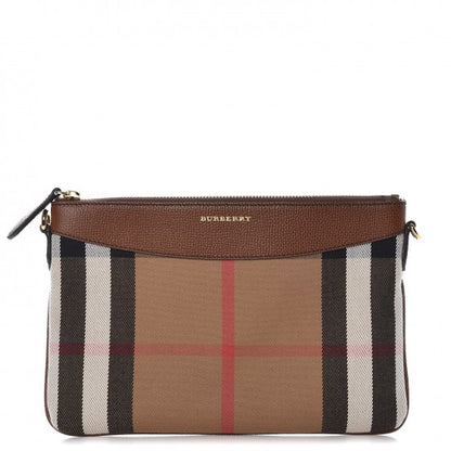Burberry House Check Derby Peyton Crossbody Clutch Bag Tan 1 of 7