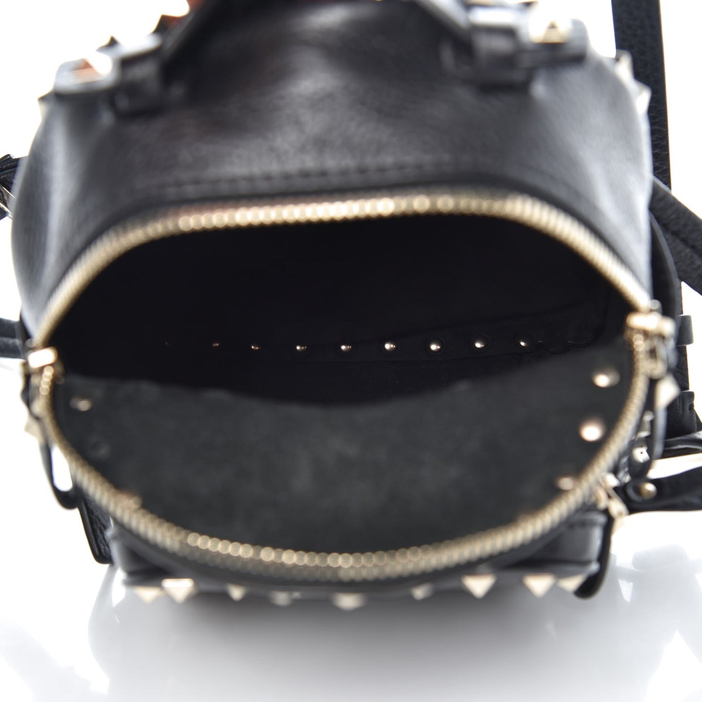Pebbled Calfskin Mini Rockstud Backpack Black