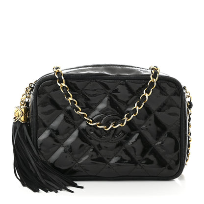 Chanel Patent Quilted Tassel Camera Case Black 1 of 11