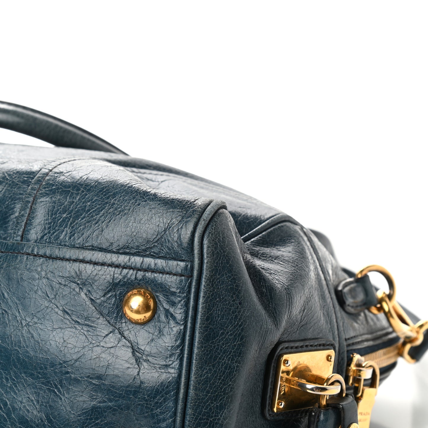 Vitello Shine Shopping Satchel Denim