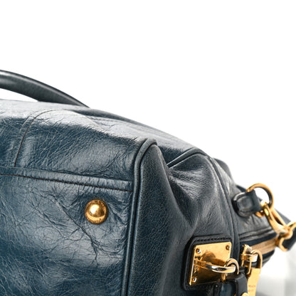 Prada Vitello Shine Shopping Satchel Denim 11 of 12