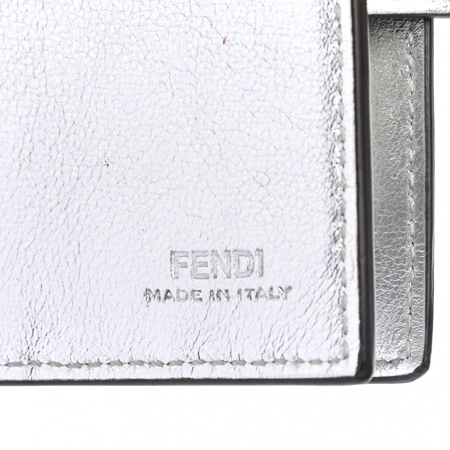 Vitello Soft Catalan Mirror F is Fendi Bi-Color FF 1974 Embossed Compact Wallet Maya Black Argento