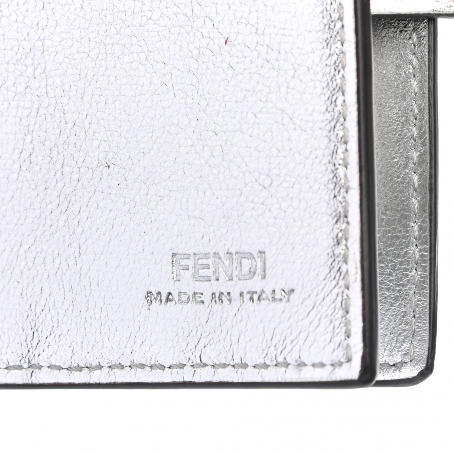Fendi Vitello Soft Catalan Mirror F is Fendi Bi-Color FF 1974 Embossed Compact Wallet Maya Black Argento 6 of 7