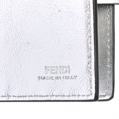 Fendi Vitello Soft Catalan Mirror F is Fendi Bi-Color FF 1974 Embossed Compact Wallet Maya Black Argento 6 of 7