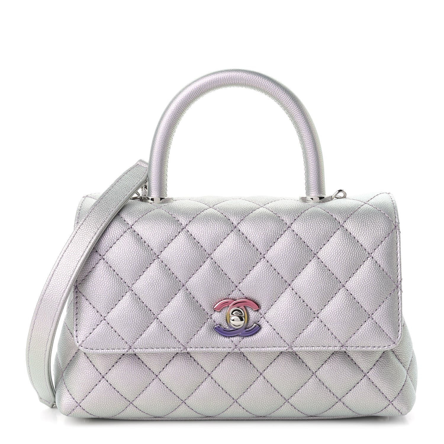 Chanel Iridescent Caviar Quilted Mini Coco Handle Flap Purple 1 of 8