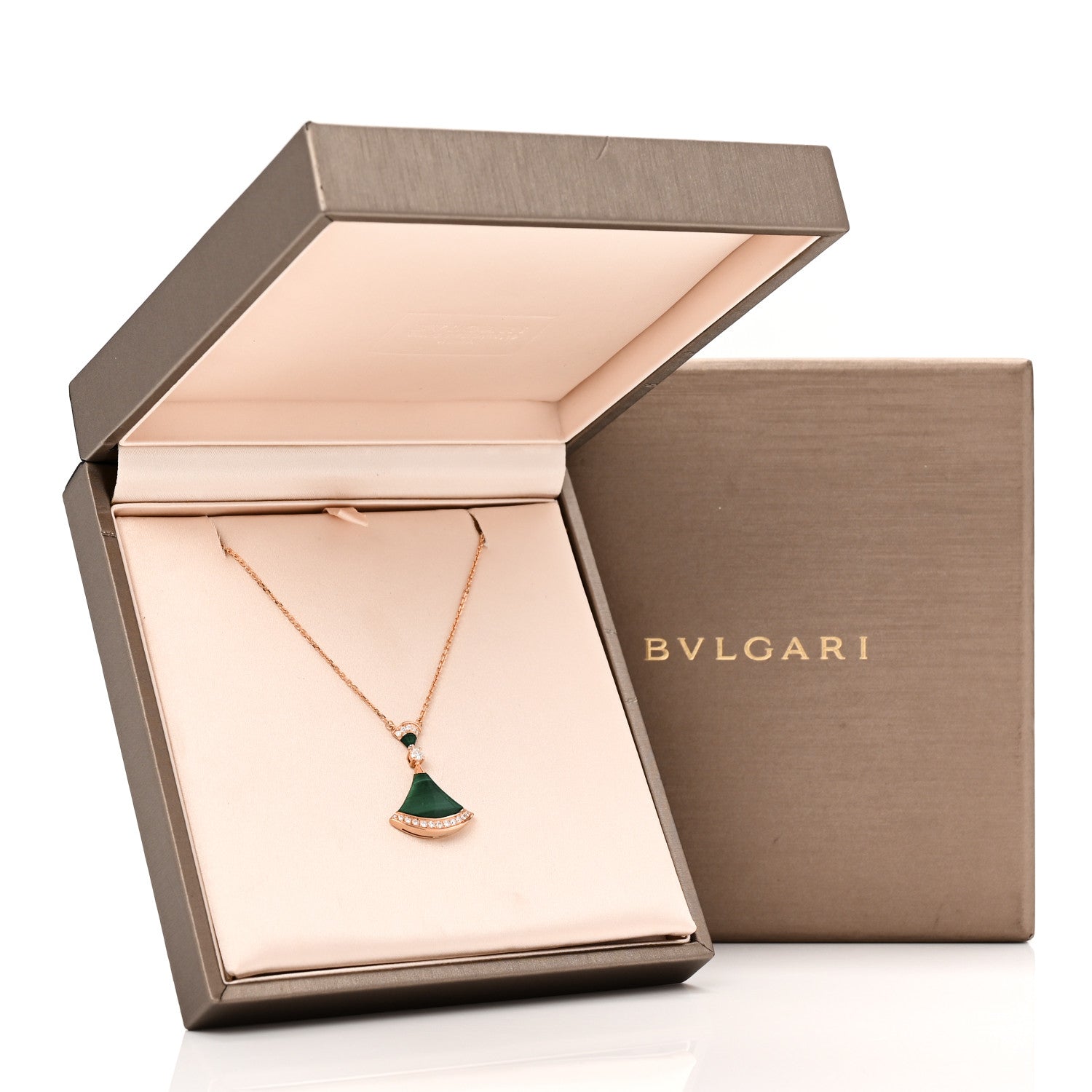 Bulgari 18K Rose Gold Diamond Malachite Divas' Dream Pendant Necklace 6 of 6