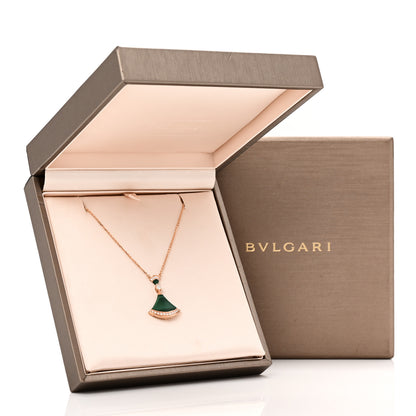 Bulgari 18K Rose Gold Diamond Malachite Divas' Dream Pendant Necklace 6 of 6