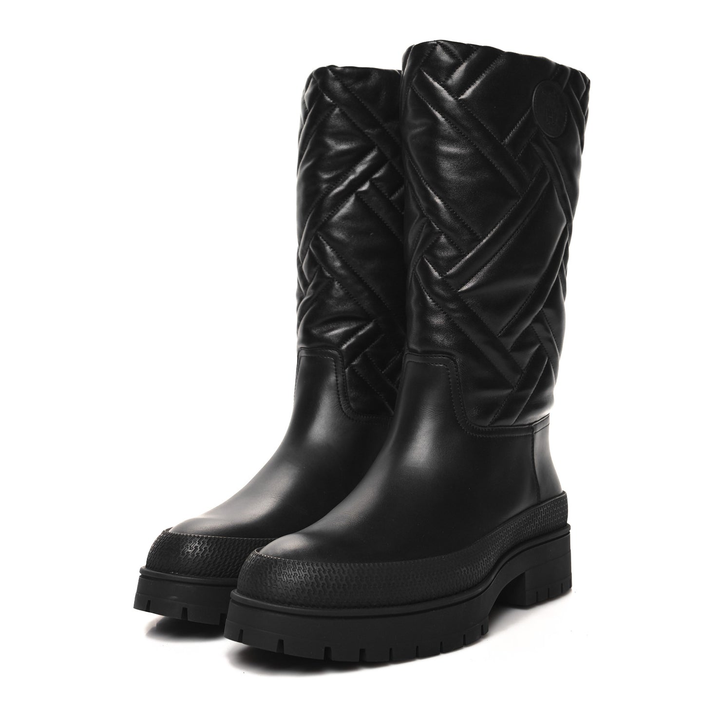 Goatskin Quilted Fuji Boots 38 Black