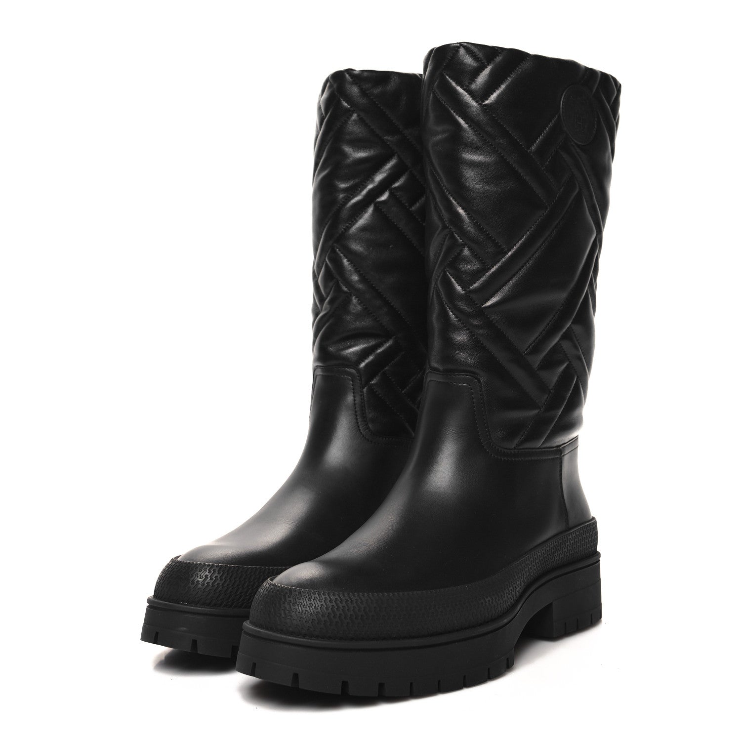 Hermes Goatskin Quilted Fuji Boots 38 Black 3 of 8