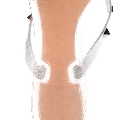 Valentino Garavani PVC Jelly Rockstud Bow Thong Sandals 35 Silver 6 of 8