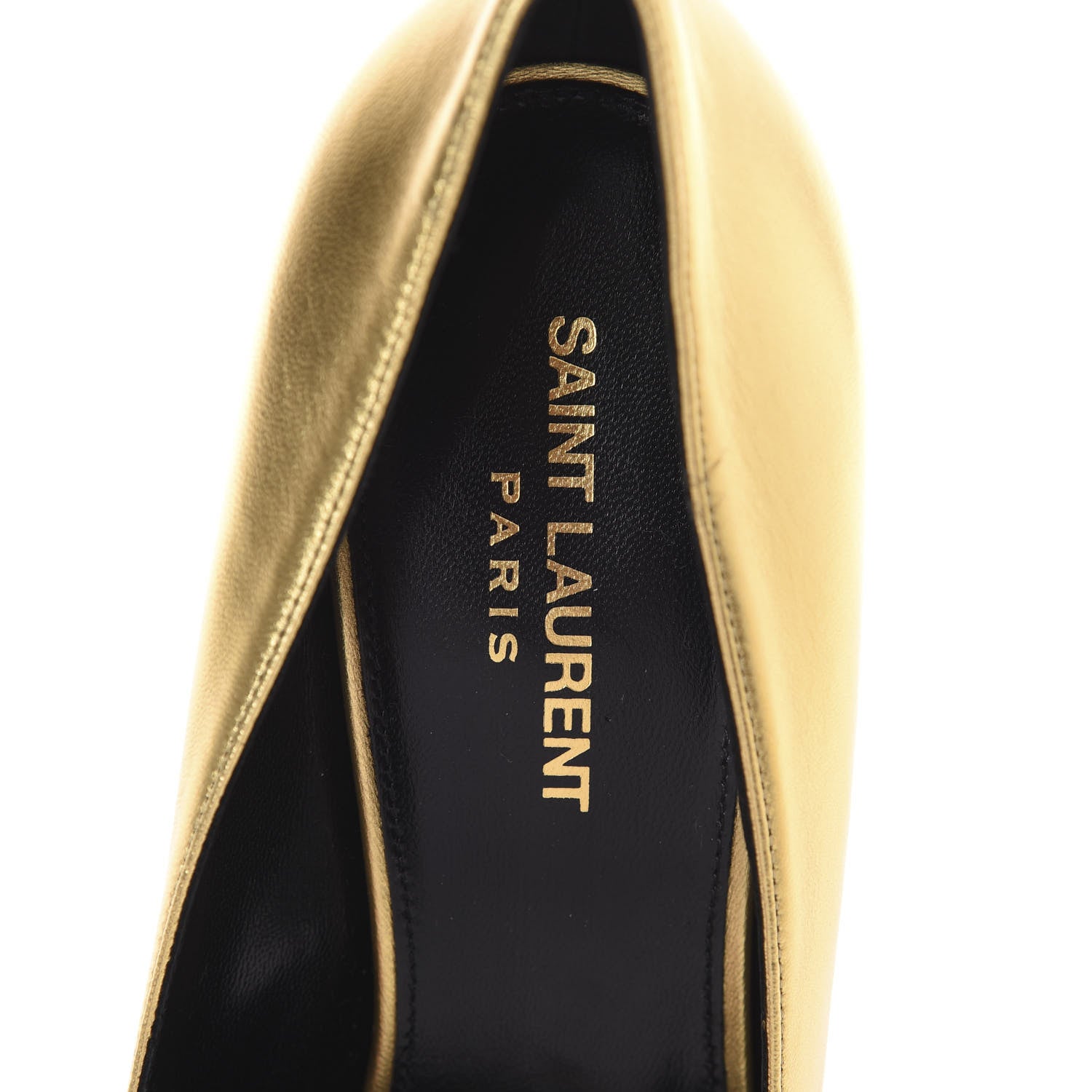 Saint Laurent Calfskin Opyum 85 Pumps 39 Gold 5 of 8