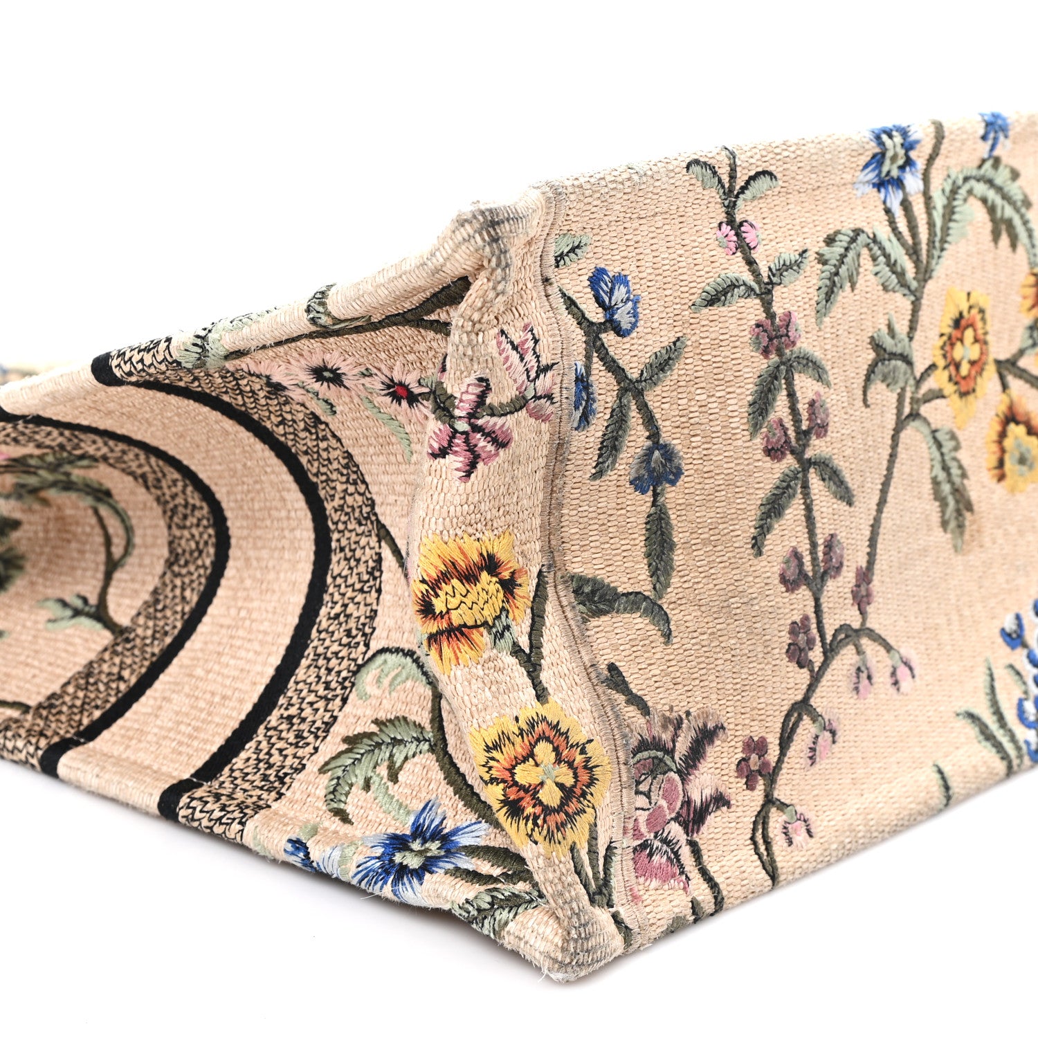 Christian Dior Raffia Embroidered Petites Fleurs Medium Book Tote Natural 9 of 12