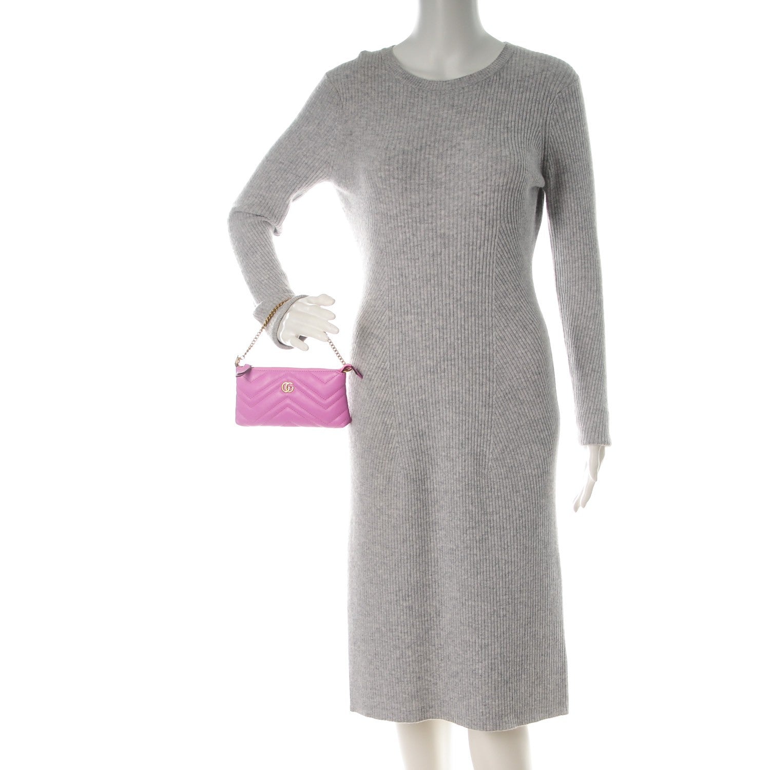 Gucci Calfskin Matelasse Mini GG Marmont Chain Bag Candy Mousse 2 of 7