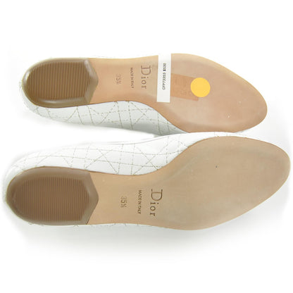 Christian Dior Leather Cannage Peep Toe Ballerina Flats 35.5 White 4 of 10