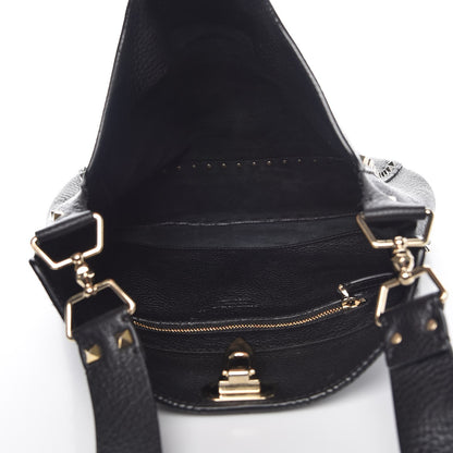 Valentino Garavani Pebbled Calfskin Large Rockstud Flip-Lock Messenger Bag Black 5 of 9