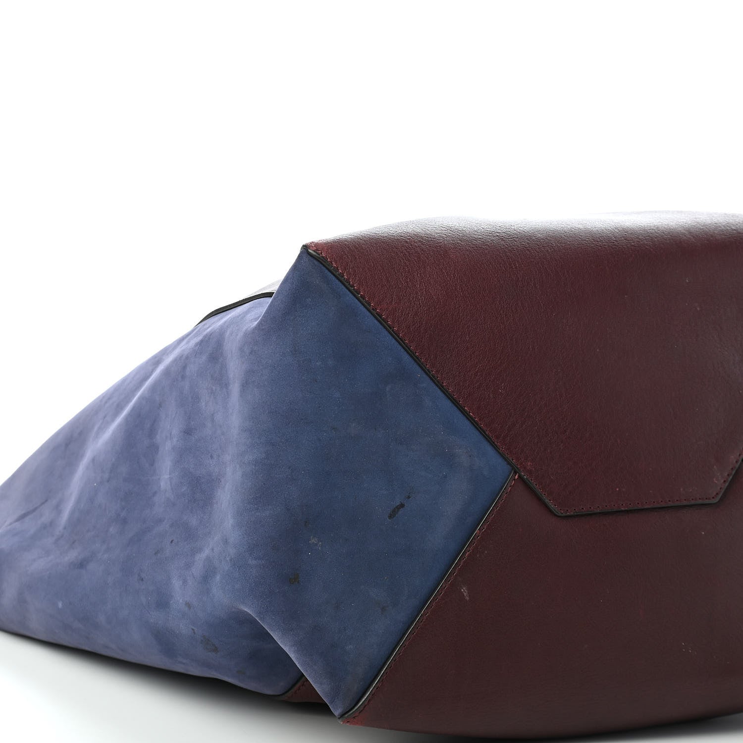 Celine Calfskin Suede Large Phantom Luggage Cabas Burgundy Blue 5 of 13