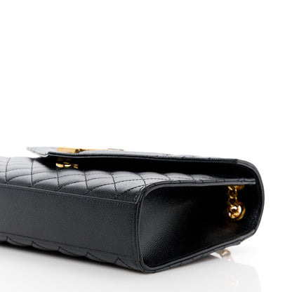 Saint Laurent Grain De Poudre Textured Mixed Matelasse Triquilt Medium Monogram Satchel Black 11 of 11