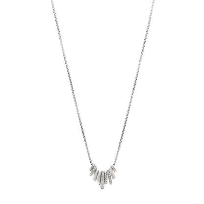 David Yurman Sterling Silver Diamond Stax Rondelle Pendant Necklace 1 of 4