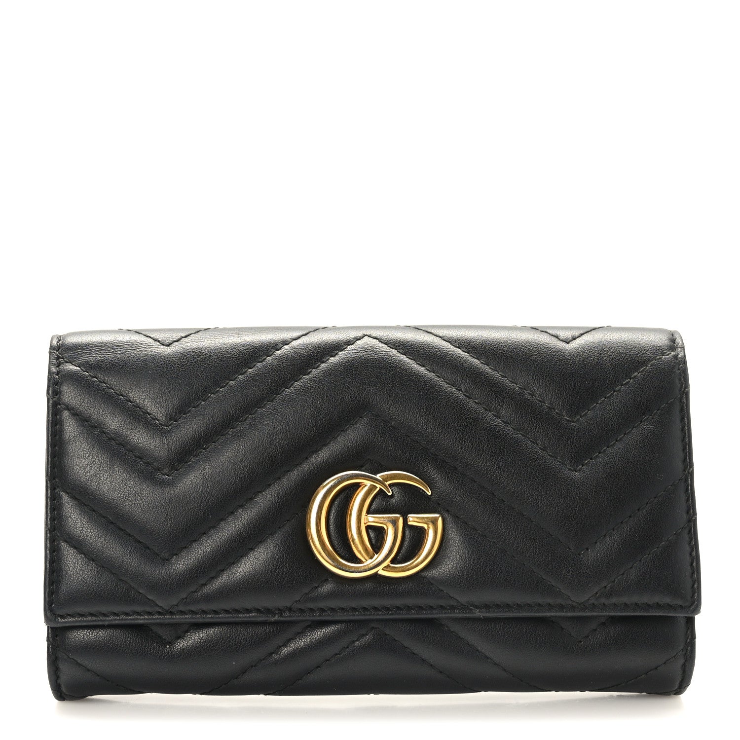 Gucci Calfskin Matelasse GG Marmont Continental Wallet Black 1 of 7