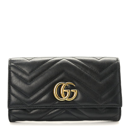 Gucci Calfskin Matelasse GG Marmont Continental Wallet Black 1 of 7