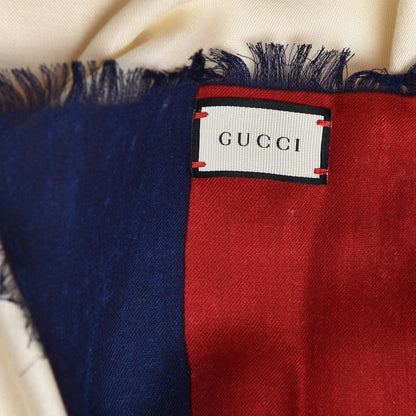 Gucci X SEGA Silk Modal Web GUCCY Scarf Ivory Blue Red 5 of 5