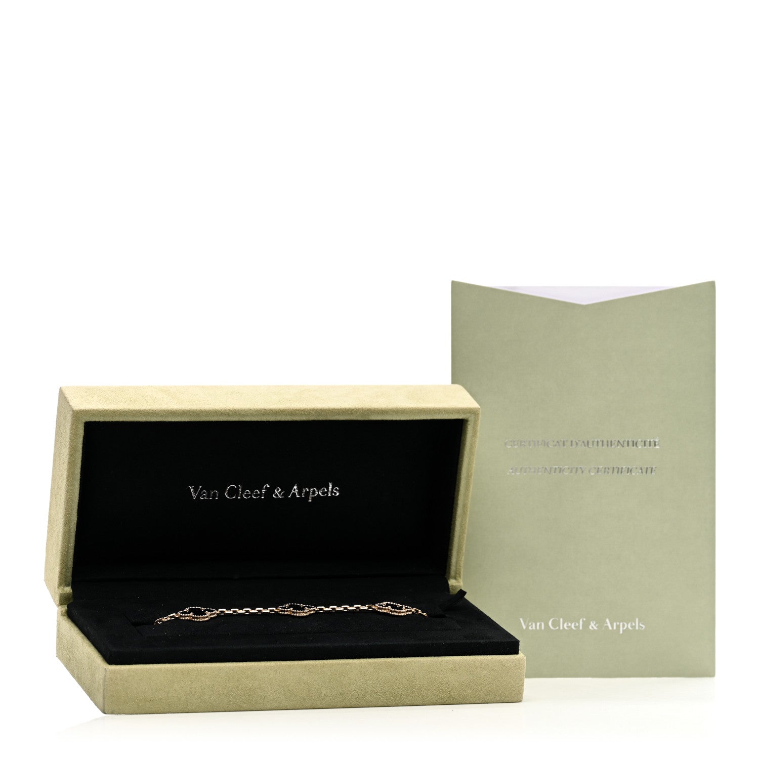 Van Cleef & Arpels 18K Yellow Gold Black Onyx 5 Motifs Vintage Alhambra Bracelet 4 of 4