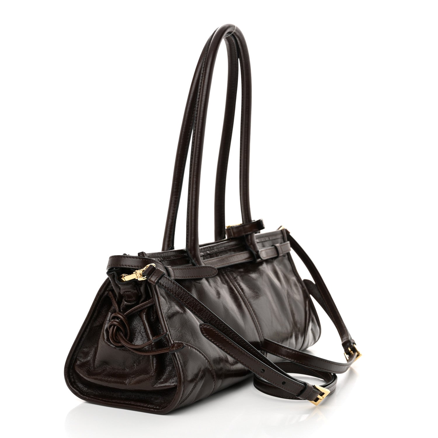 Prada Shiny Nappa Medium Bonnie Shoulder Bag Moro 3 of 11