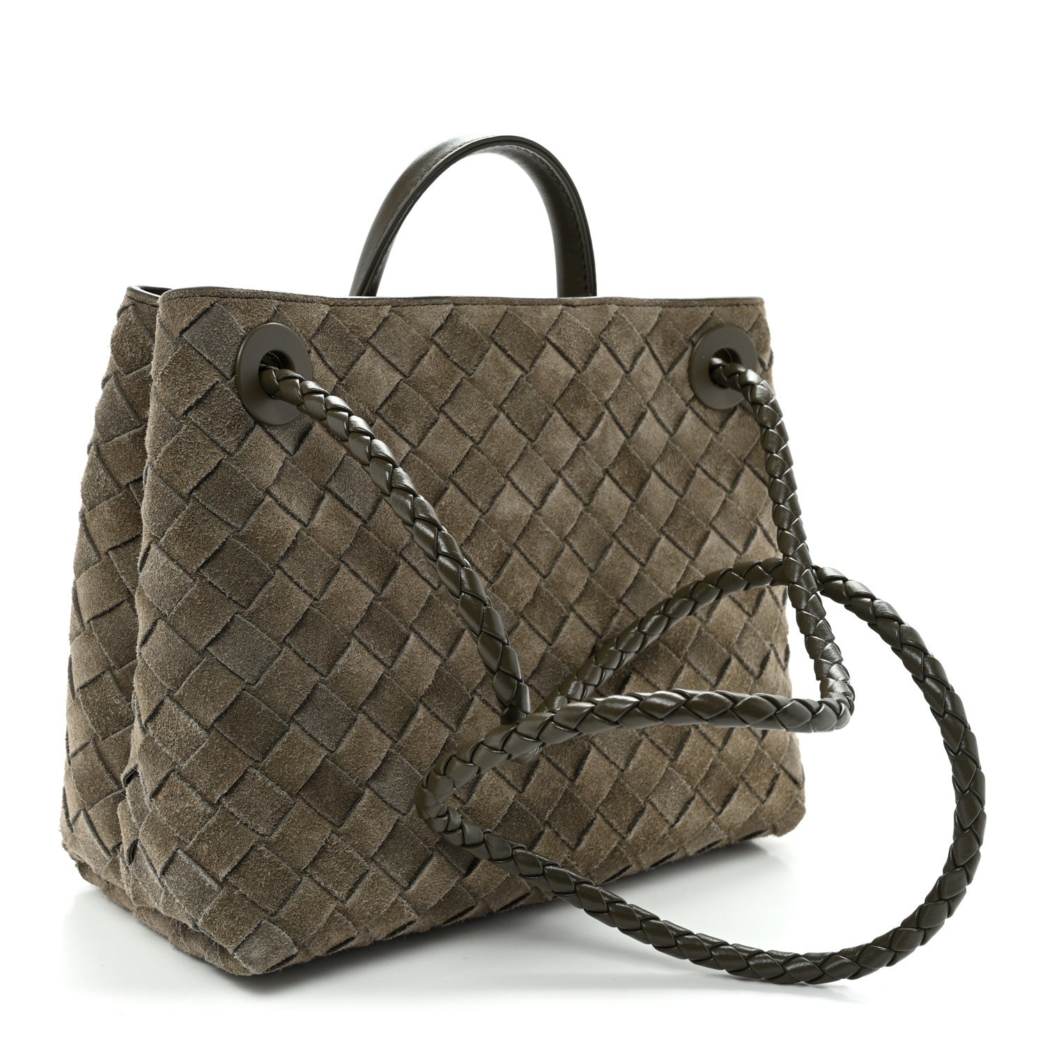 Bottega Veneta Suede Intrecciato Small Andiamo Shoulder Bag Cypress 3 of 10