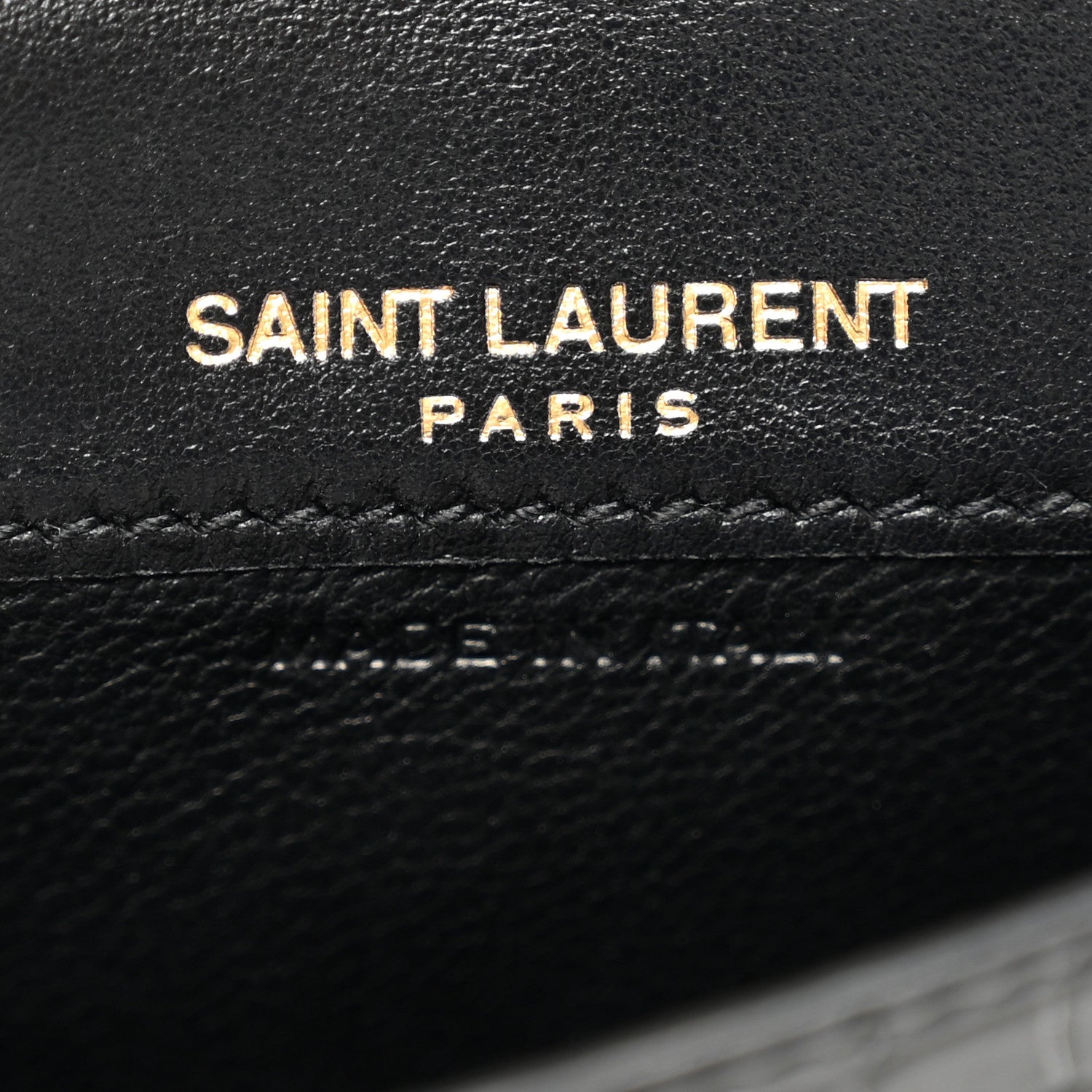 Saint Laurent Calfskin Crocodile Embossed Uptown Monogram Card Case Black 6 of 8