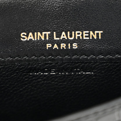 Saint Laurent Calfskin Crocodile Embossed Uptown Monogram Card Case Black 6 of 8