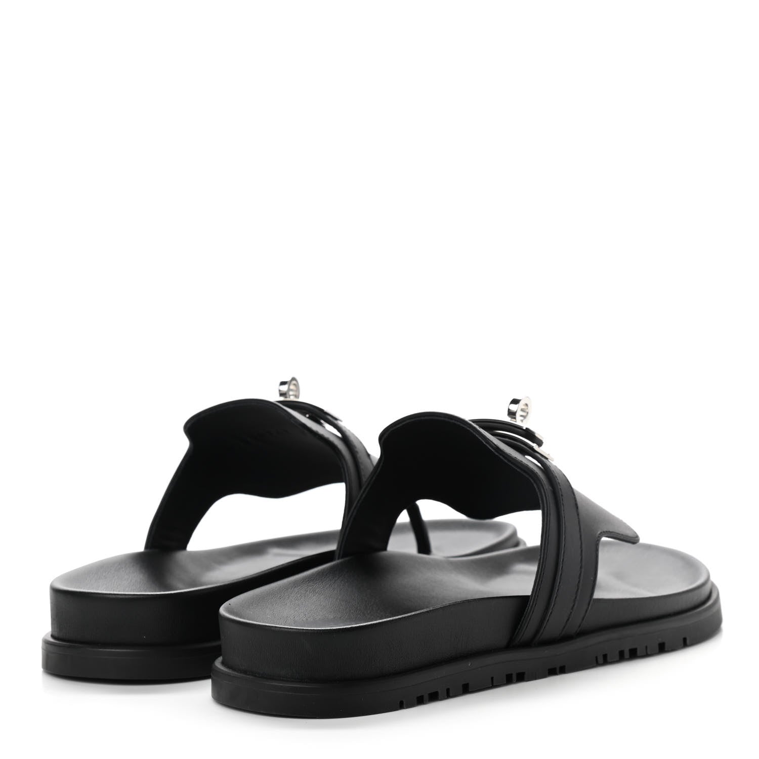 Hermes Calfskin Womens Empire Sandals 37 Black 4 of 9