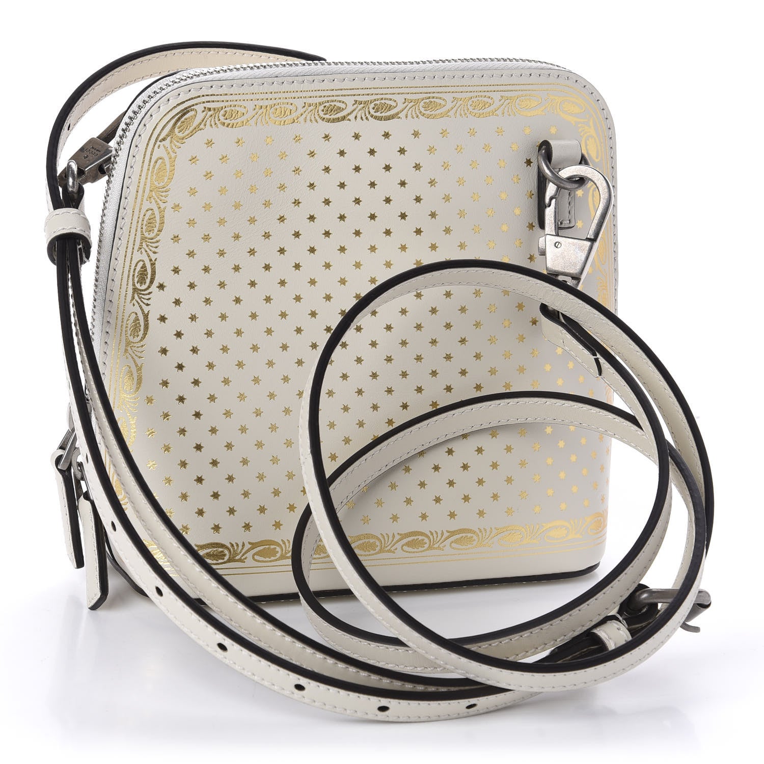 Gucci X SEGA Calfskin GUCCY Stars Mini Dome Shoulder Bag Mystic White Gold 3 of 10