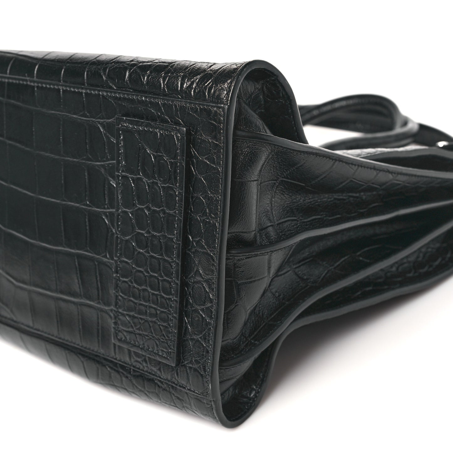 Calfskin Crocodile Embossed Large Souple Sac De Jour Black