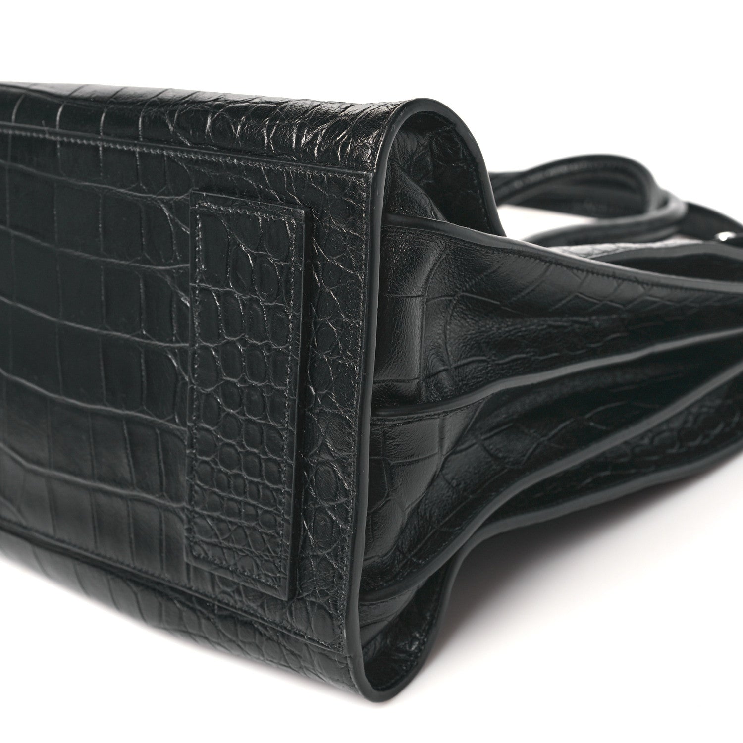 Saint Laurent Calfskin Crocodile Embossed Large Souple Sac De Jour Black 9 of 9