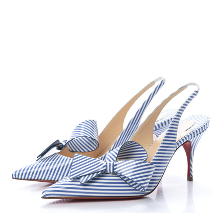 Christian Louboutin Patent Stripes Clare Nodo 80 Pumps 35 Jeans White 3 of 8