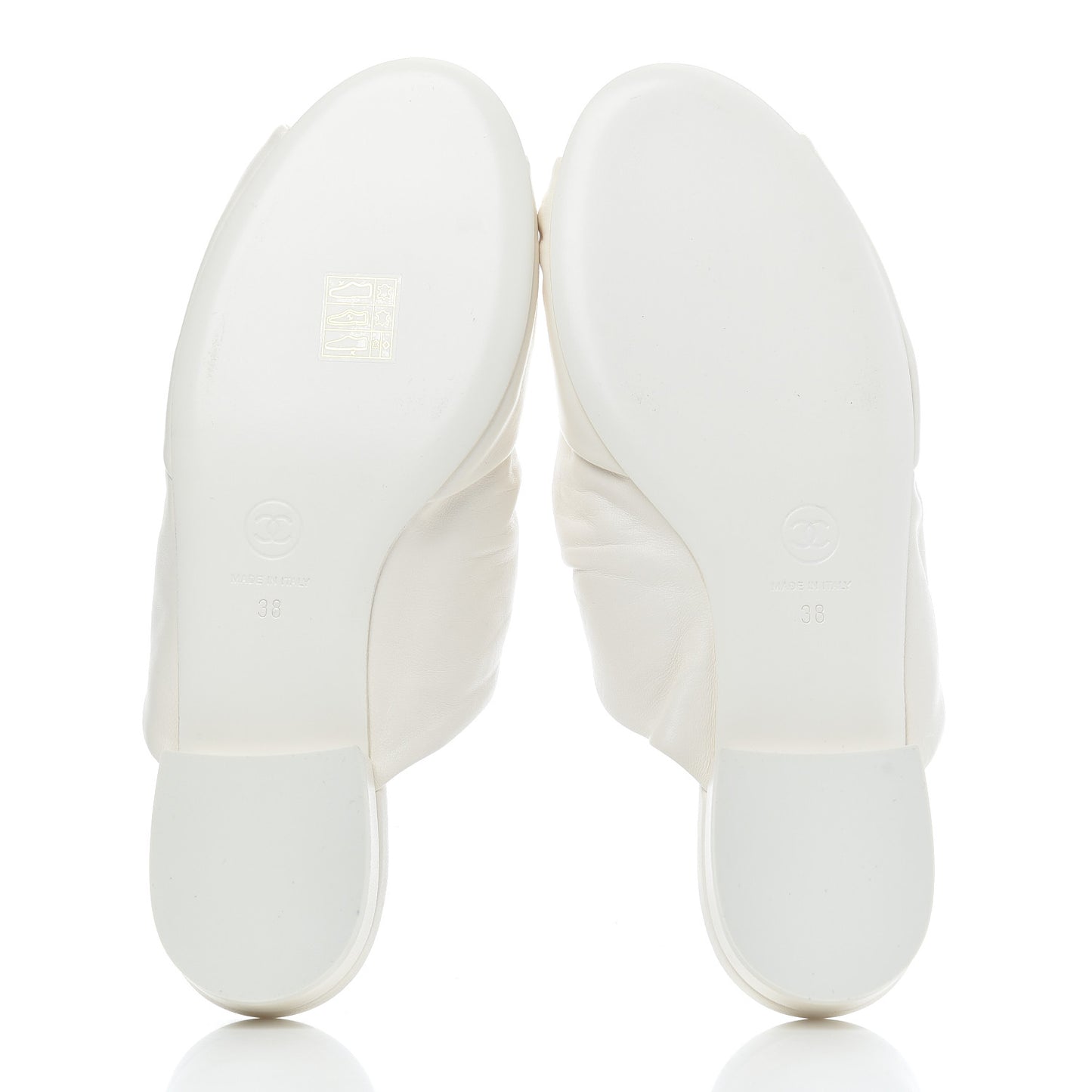 Lambskin Pearl Bow CC Flat Sandals 38 White